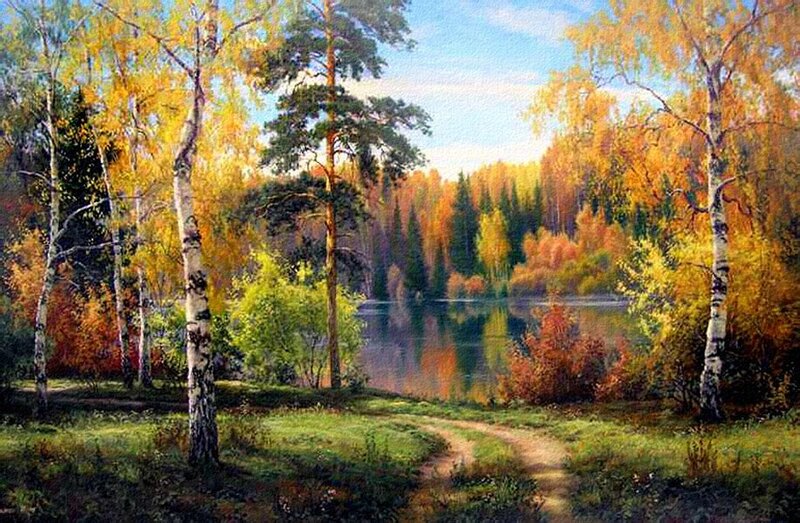 Autumn Forest Lake — Yellow, Serene