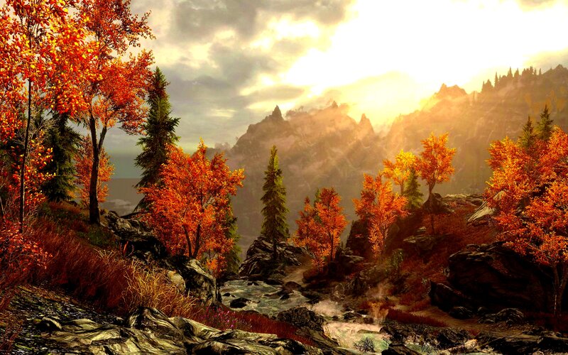Autumn Forest Landscape — Orange, Serene, 3d Render