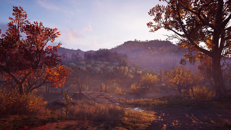 Autumn Forest Landscape — Orange, Serene, 3d Render, Trees
