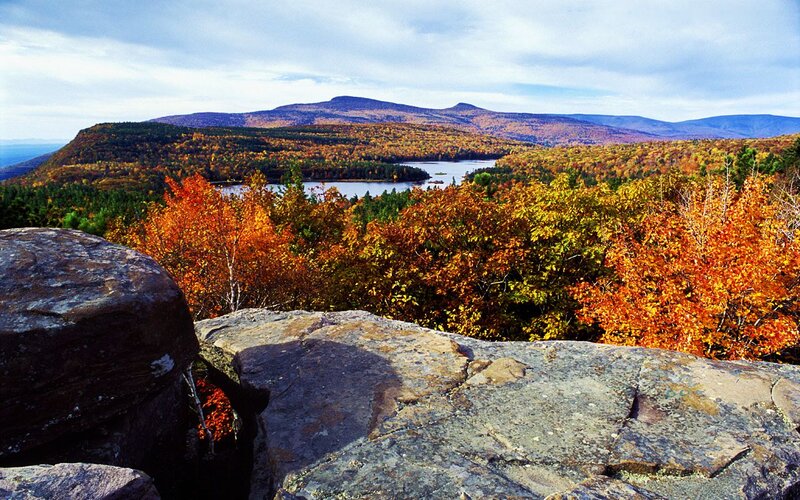 Autumn Forest Landscape — Orange, Serene, Photograph, Mountains, Lake
