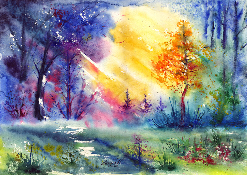 Autumn Forest Landscape — Yellow, Dramatic