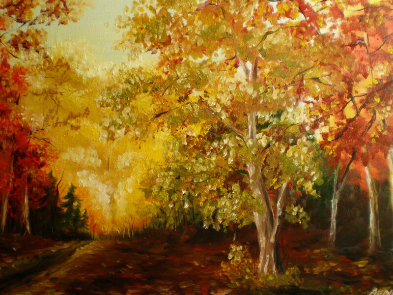 Autumn forest path