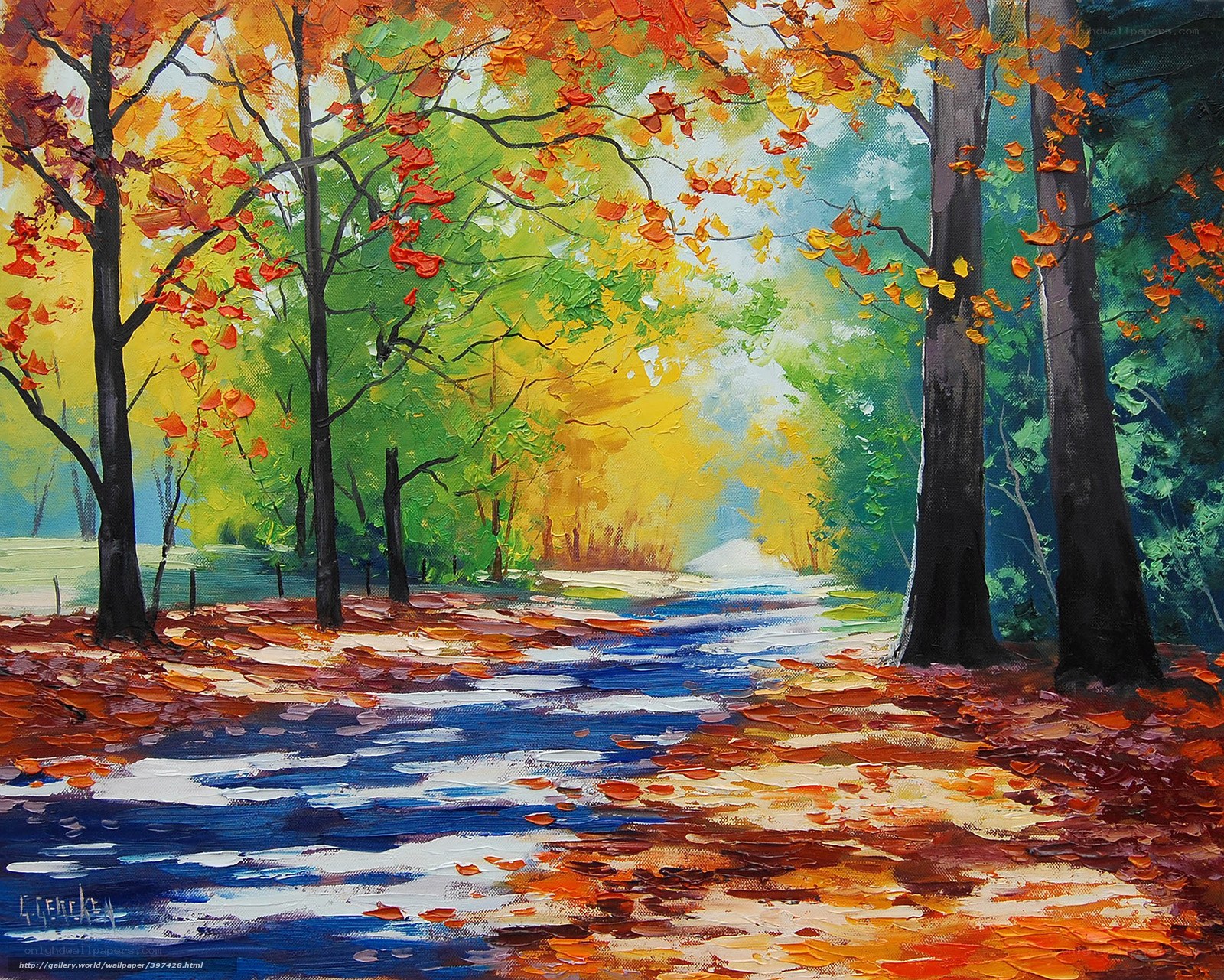 Autumn forest path