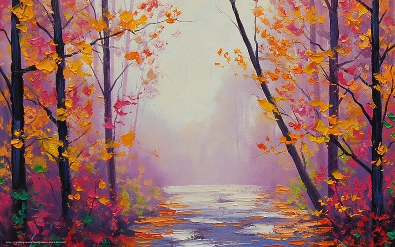 Autumn forest path