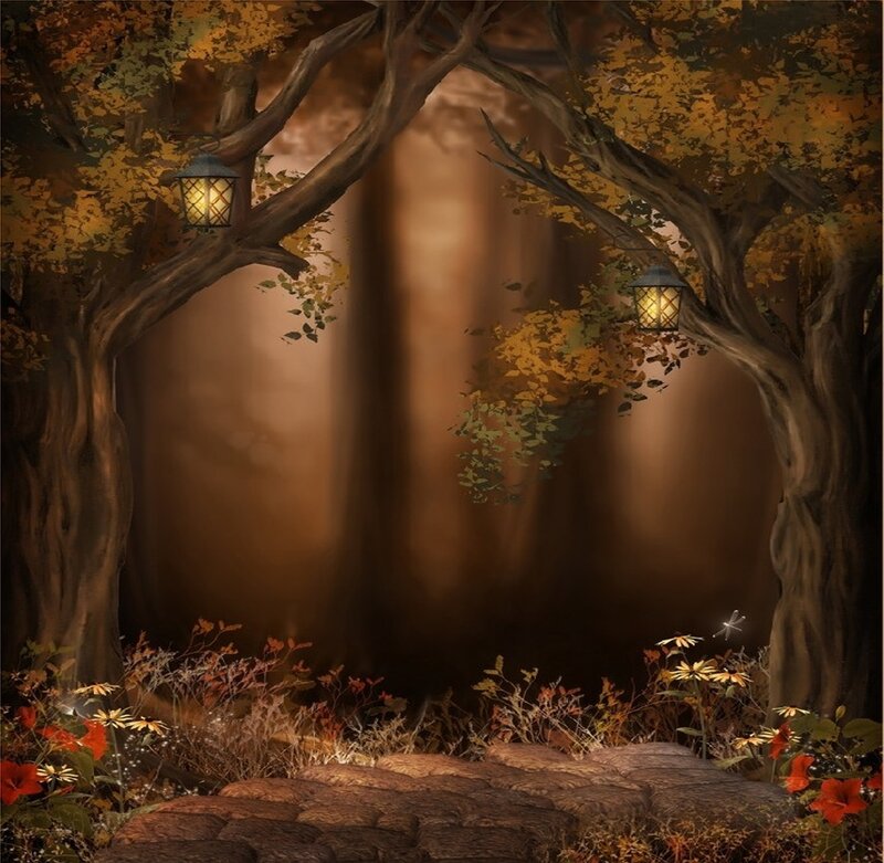 Autumn Forest Path — Brown, Serene, Night