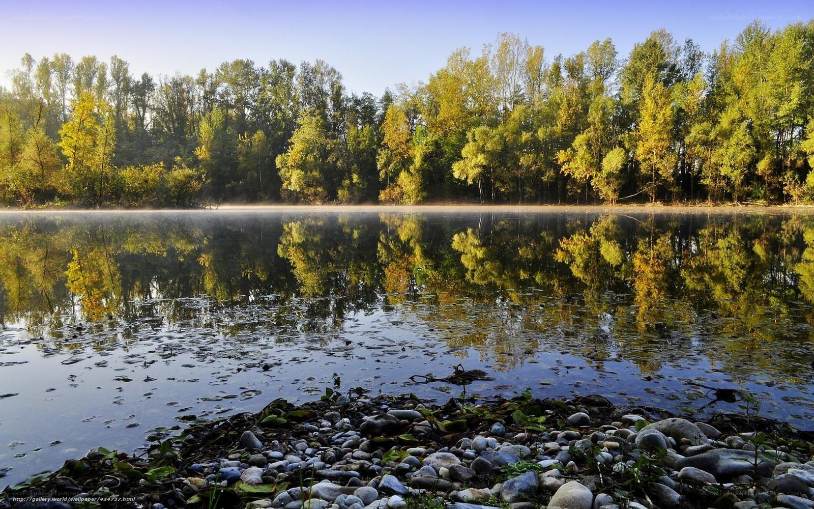 Autumn forest reflected in a calm lake