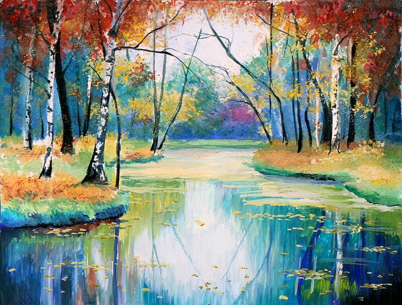 Autumn Forest River — Blue