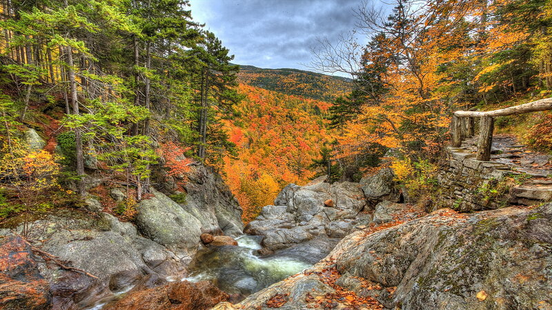 Autumn Forest River — Orange, Serene, Photograph, Trees, Rocks