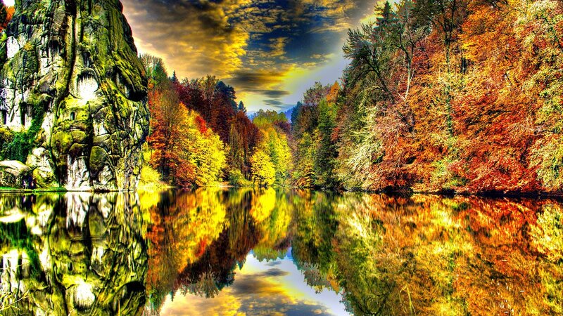 Autumn Forest River — Yellow, Dramatic