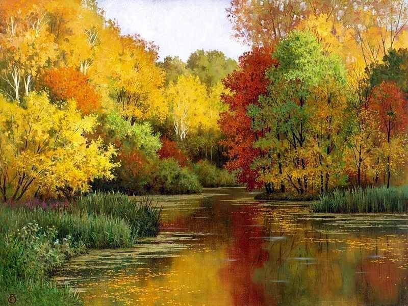 Autumn Forest River — Yellow