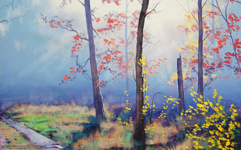 Autumn Forest Scene — Blue, Serene