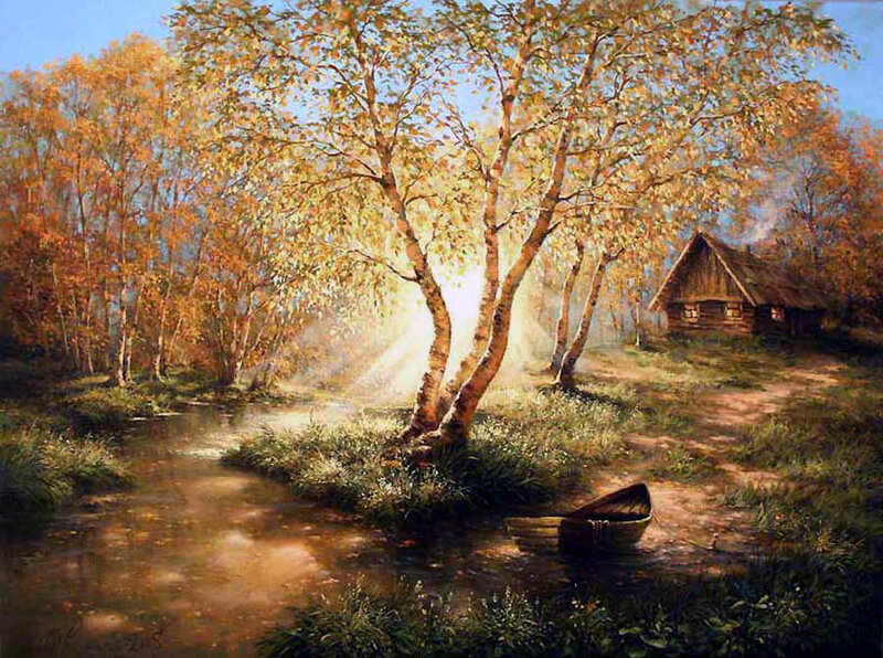 Autumn Forest Scene — Golden