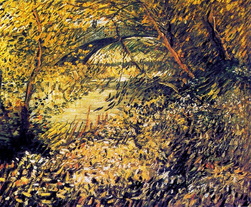 Autumn Forest Scene — Yellow, Serene, Painting, Trees, River