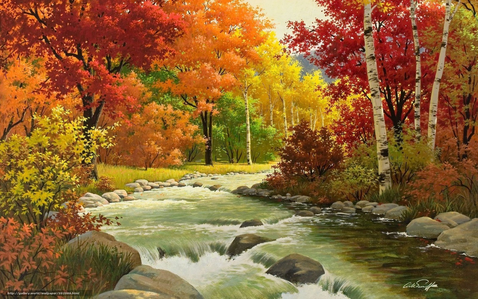 Autumn forest stream