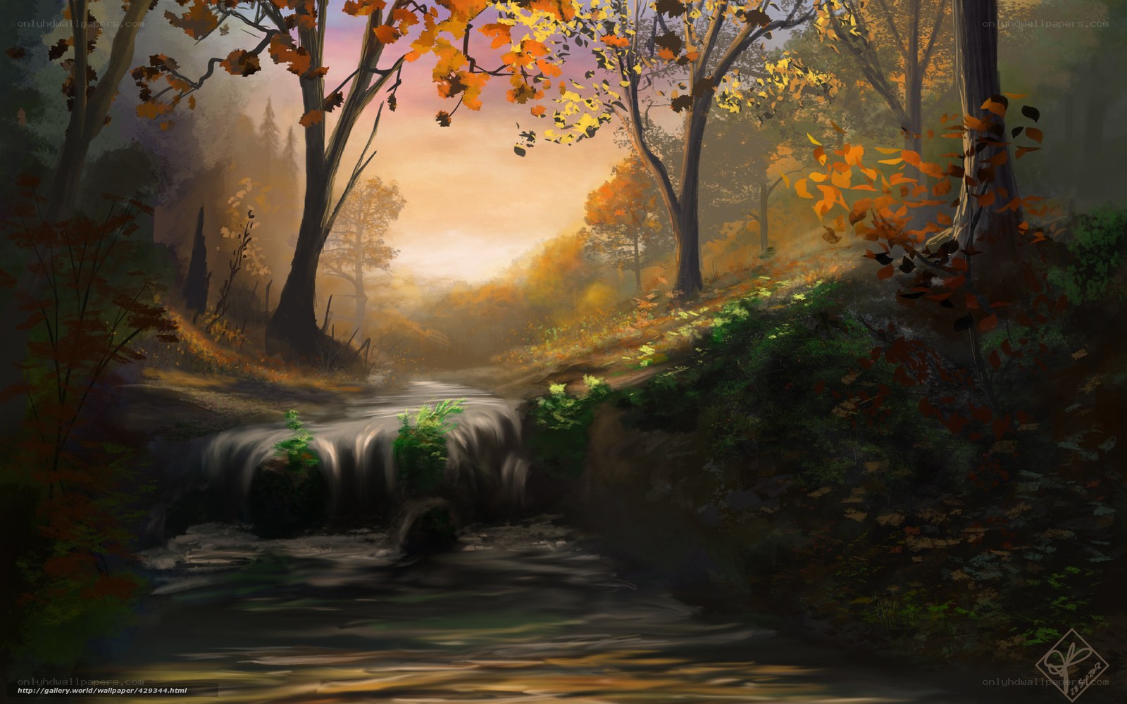 Autumn forest stream