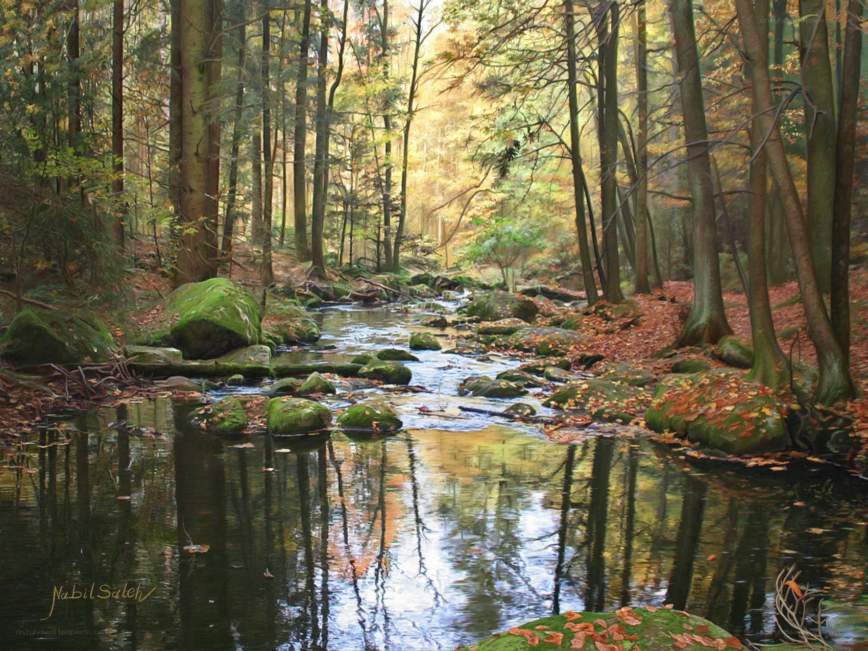 Autumn forest stream