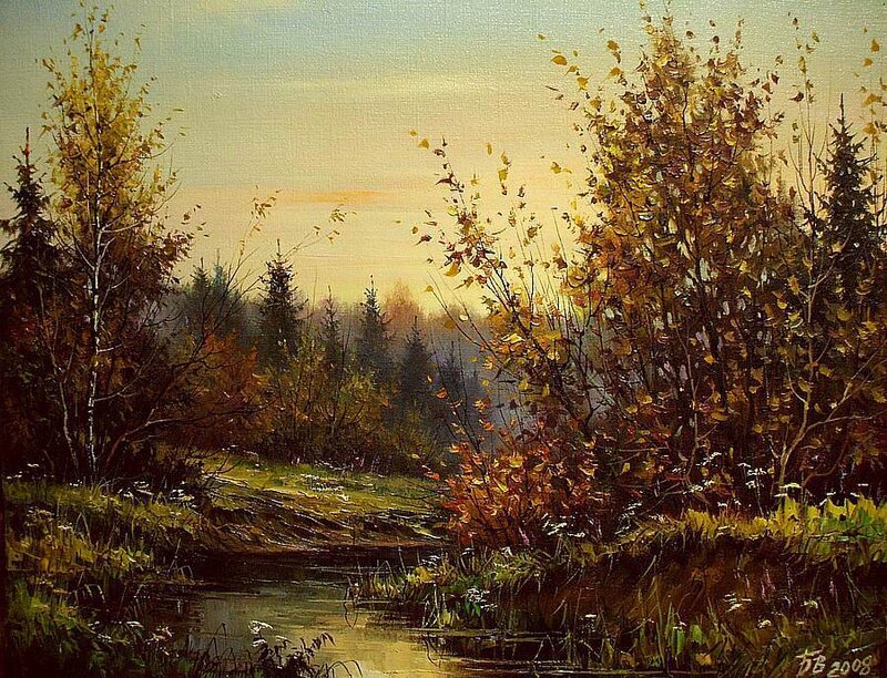 Autumn Forest Stream — Yellow, Serene