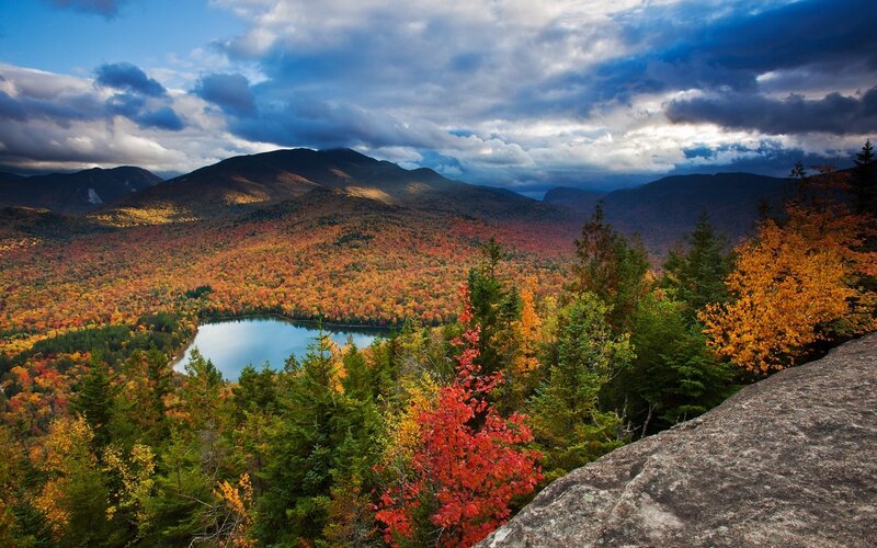 Autumn Forest Valley — Blue, Dramatic, Photograph