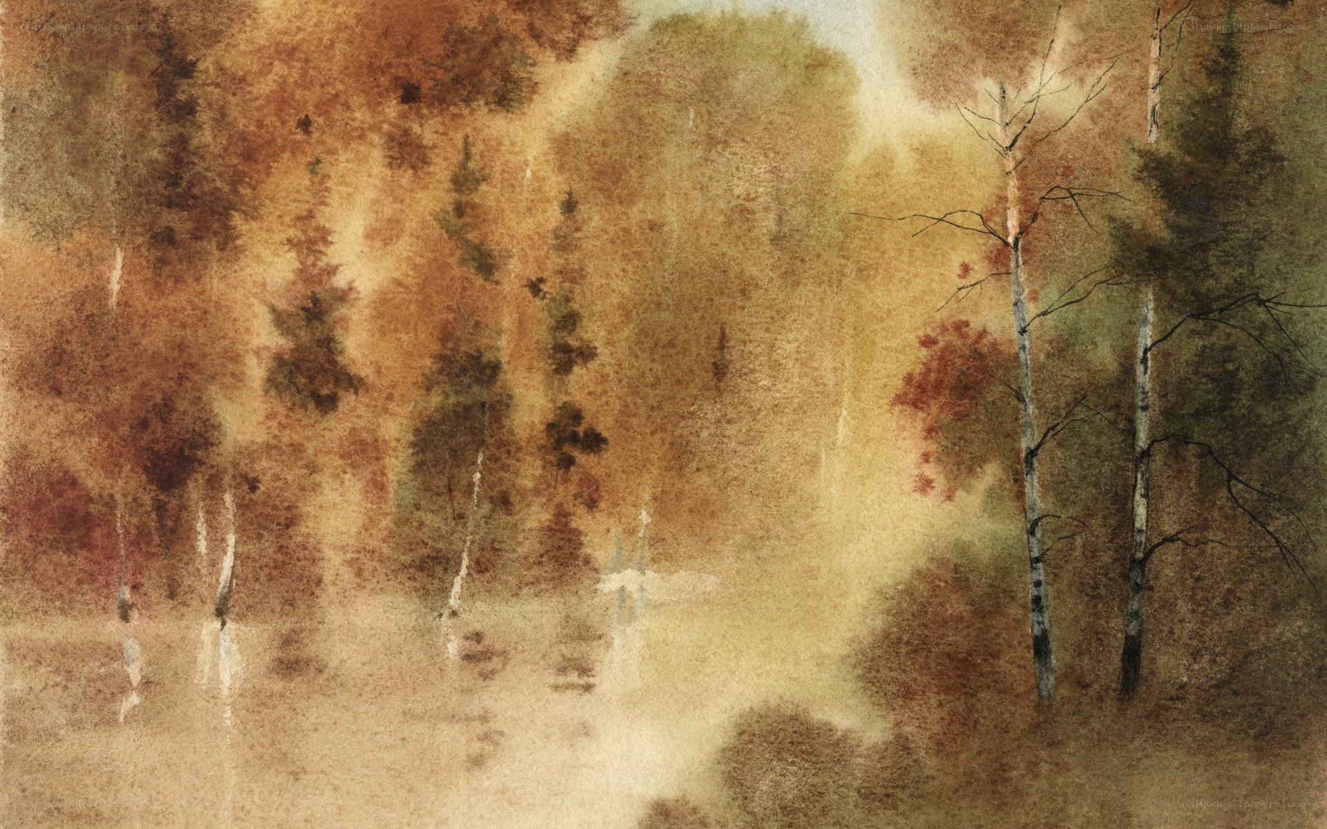 Autumn forest watercolor