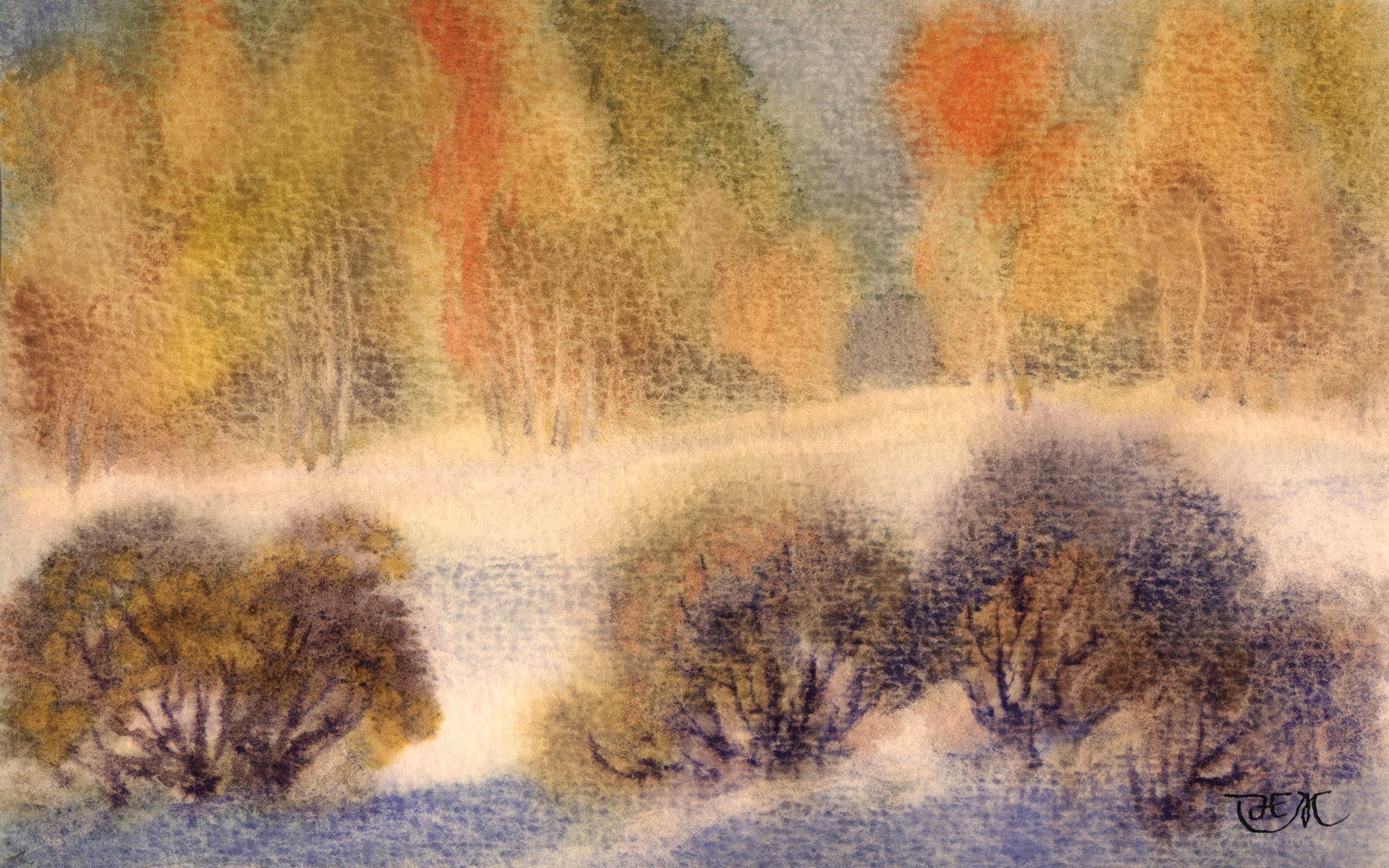 Autumn forest watercolor