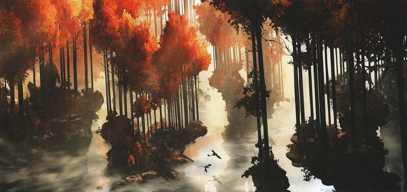 Autumn Forest with Birds