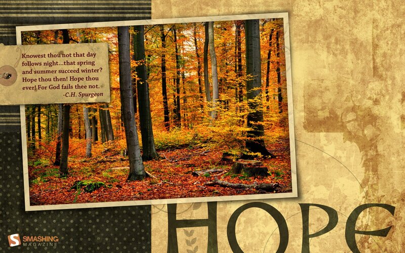 Autumn forest with hope quote