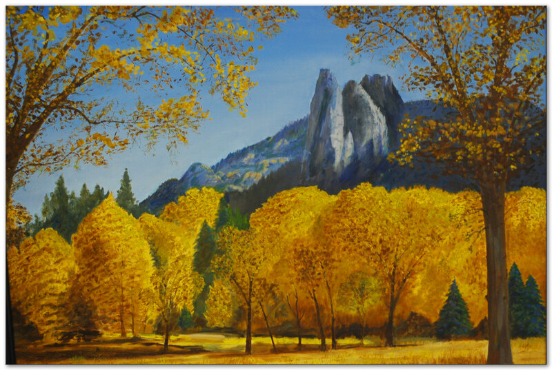 Autumn forest with mountain