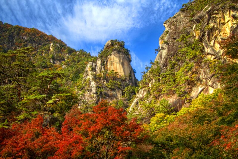 Autumn Forest with Rock Formations