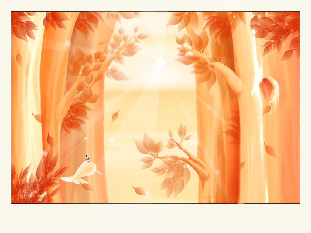 Autumn forest with sunlight