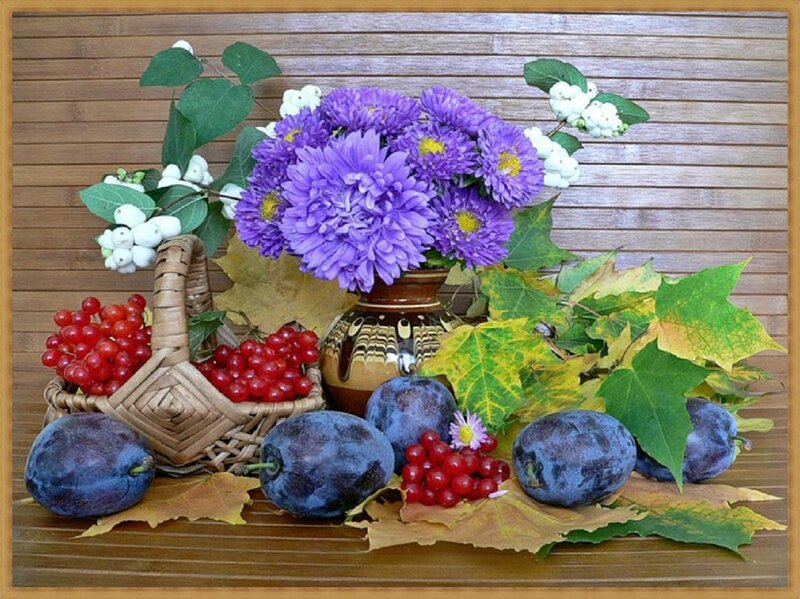 Autumn Fruit and Flowers — Purple