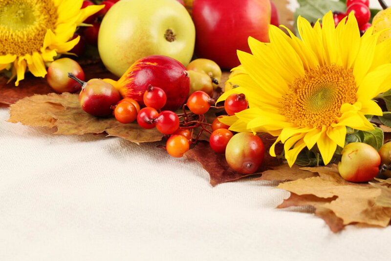 Autumn Fruit and Sunflowers