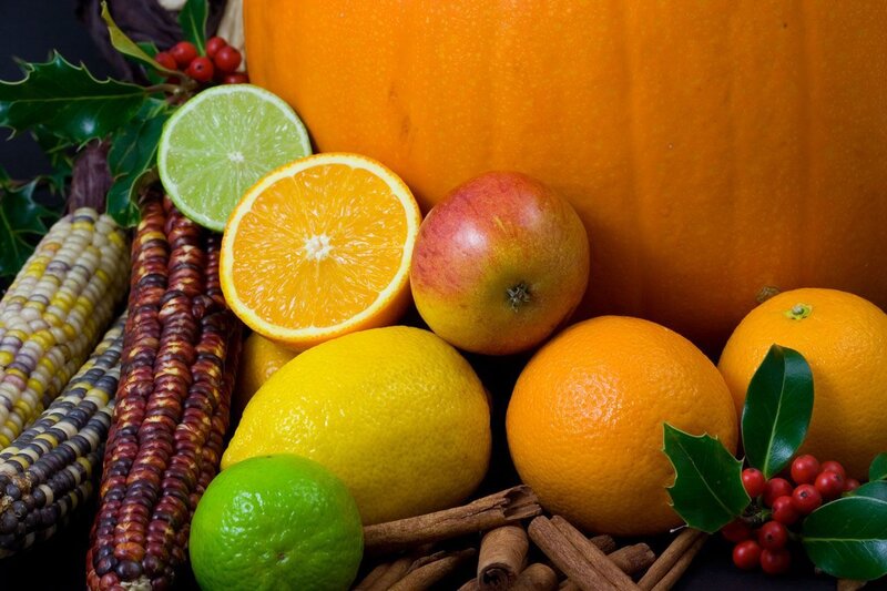 Autumn Fruits and Corn