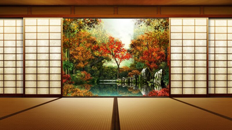 Autumn Garden Painting — Brown, Serene