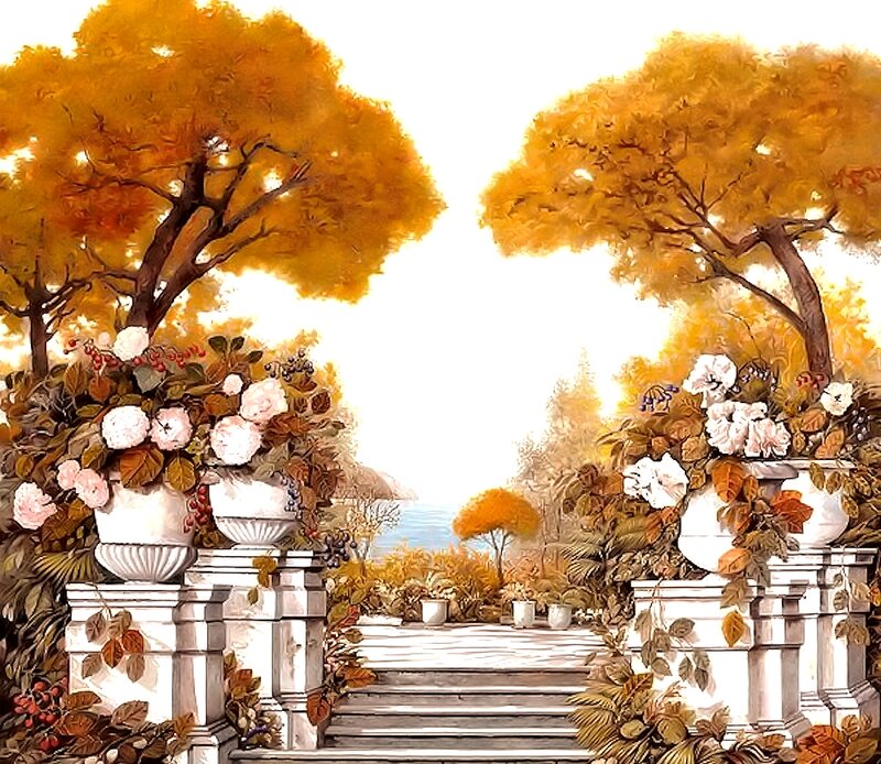 Autumn Garden Pathway — Orange