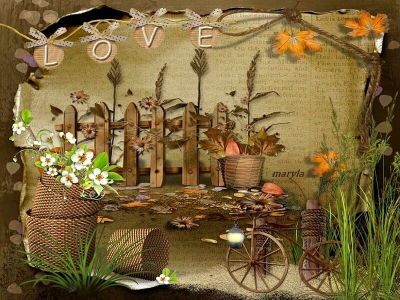 Autumn Garden Scene — Brown