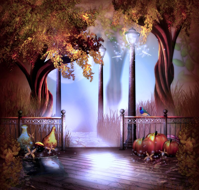 Autumn Garden Scene — Gold