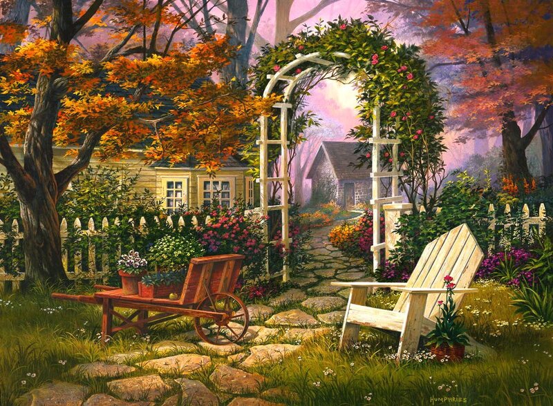 Autumn Garden Scene — Green