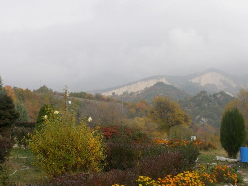 Autumn Garden with Mountains