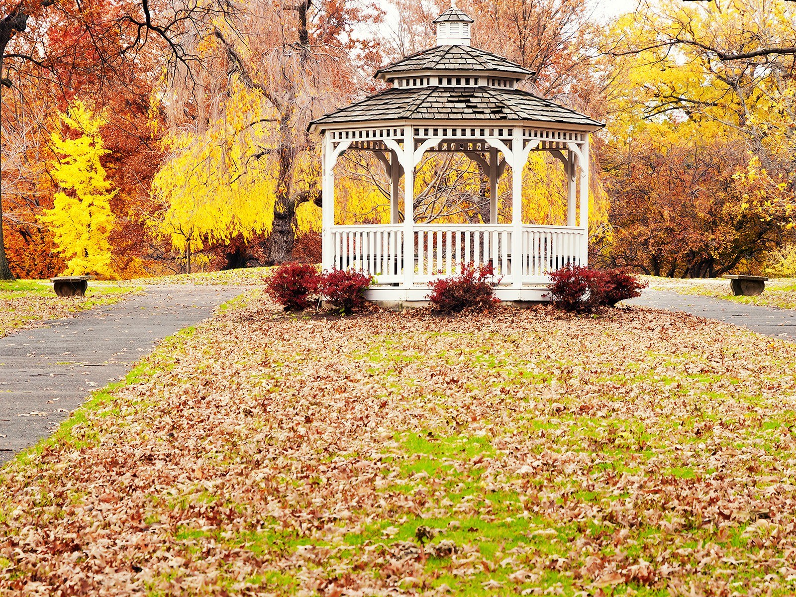 Autumn gazebo in park