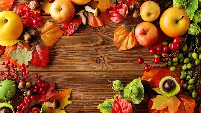 Autumn Harvest Arrangement — Brown, Photograph, Apples, Leaves