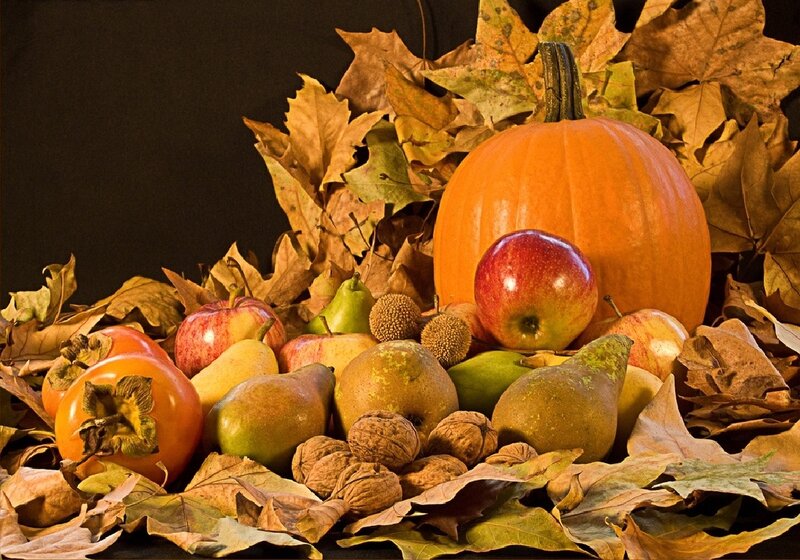 Autumn Harvest Arrangement — Orange, Photograph, Pumpkin, Apples
