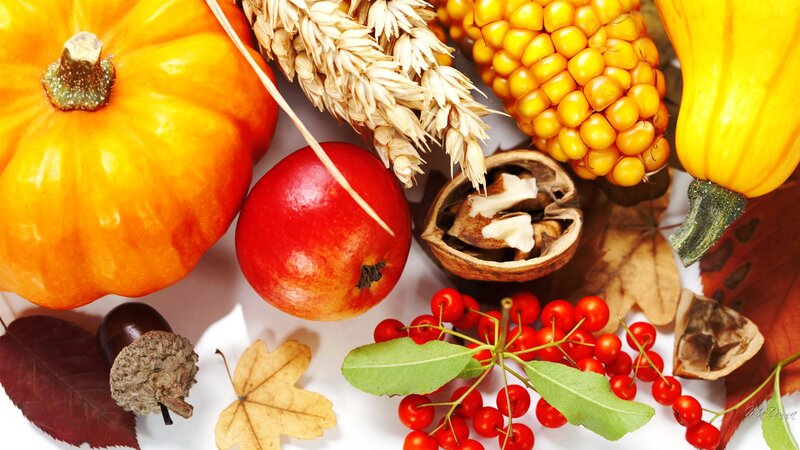 Autumn Harvest Arrangement — Orange, Photograph, Pumpkin, Corn, Berries