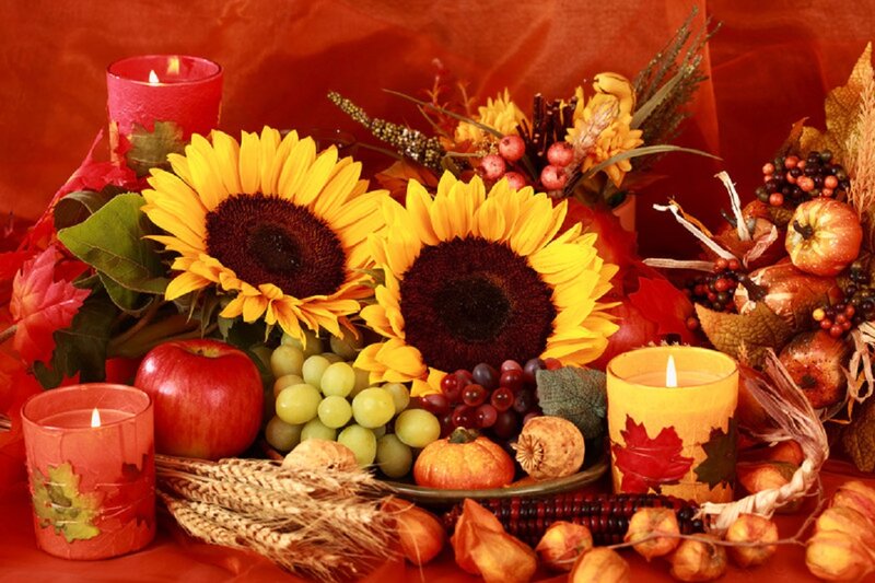 Autumn Harvest Arrangement — Red, Festive