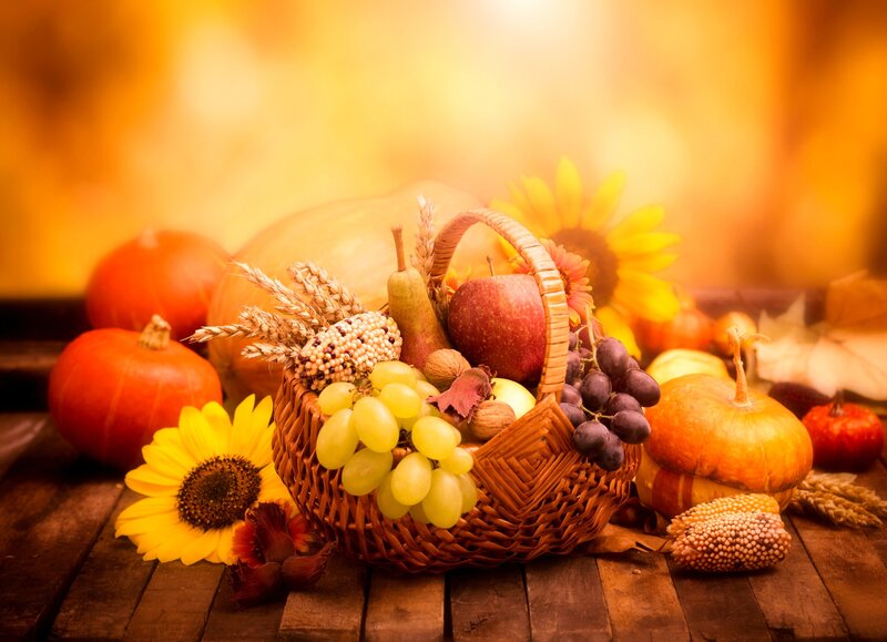 Autumn Harvest Basket — Orange, Warm, Photograph