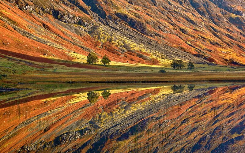 Autumn Hills and Lake — Orange