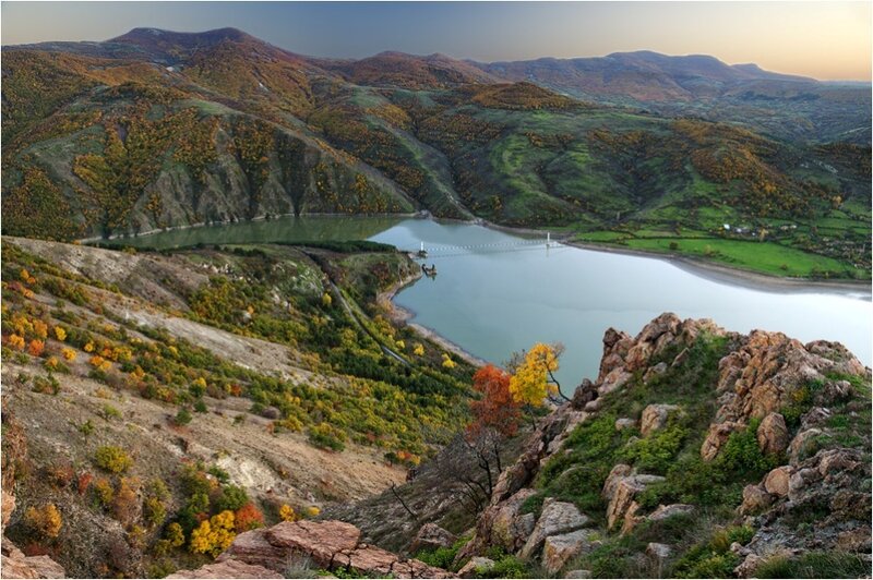 Autumn Hills and Lake