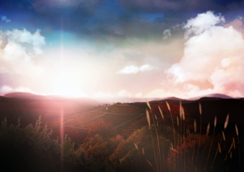 Autumn Hills at Sunset — Blue