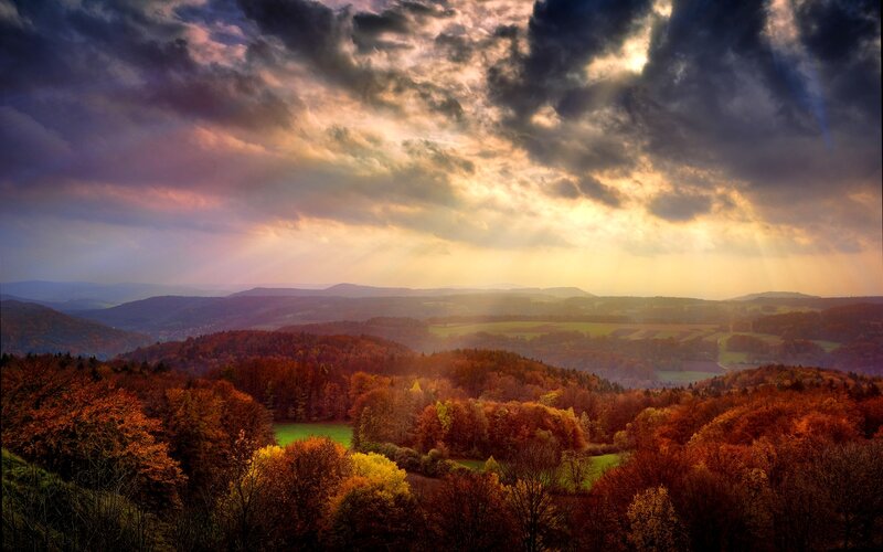 Autumn Hills at Sunset — Orange