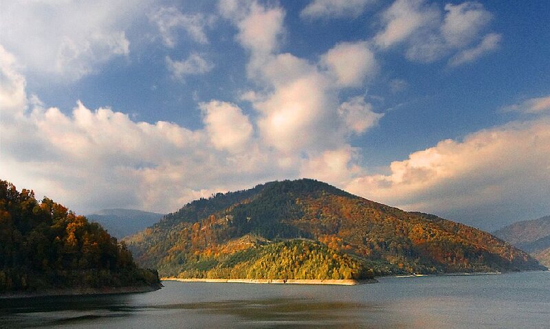 Autumn Hills by Lake