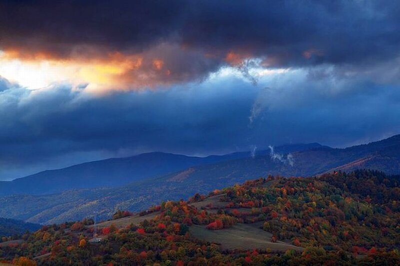 Autumn Hills under Stormy Sky — Blue